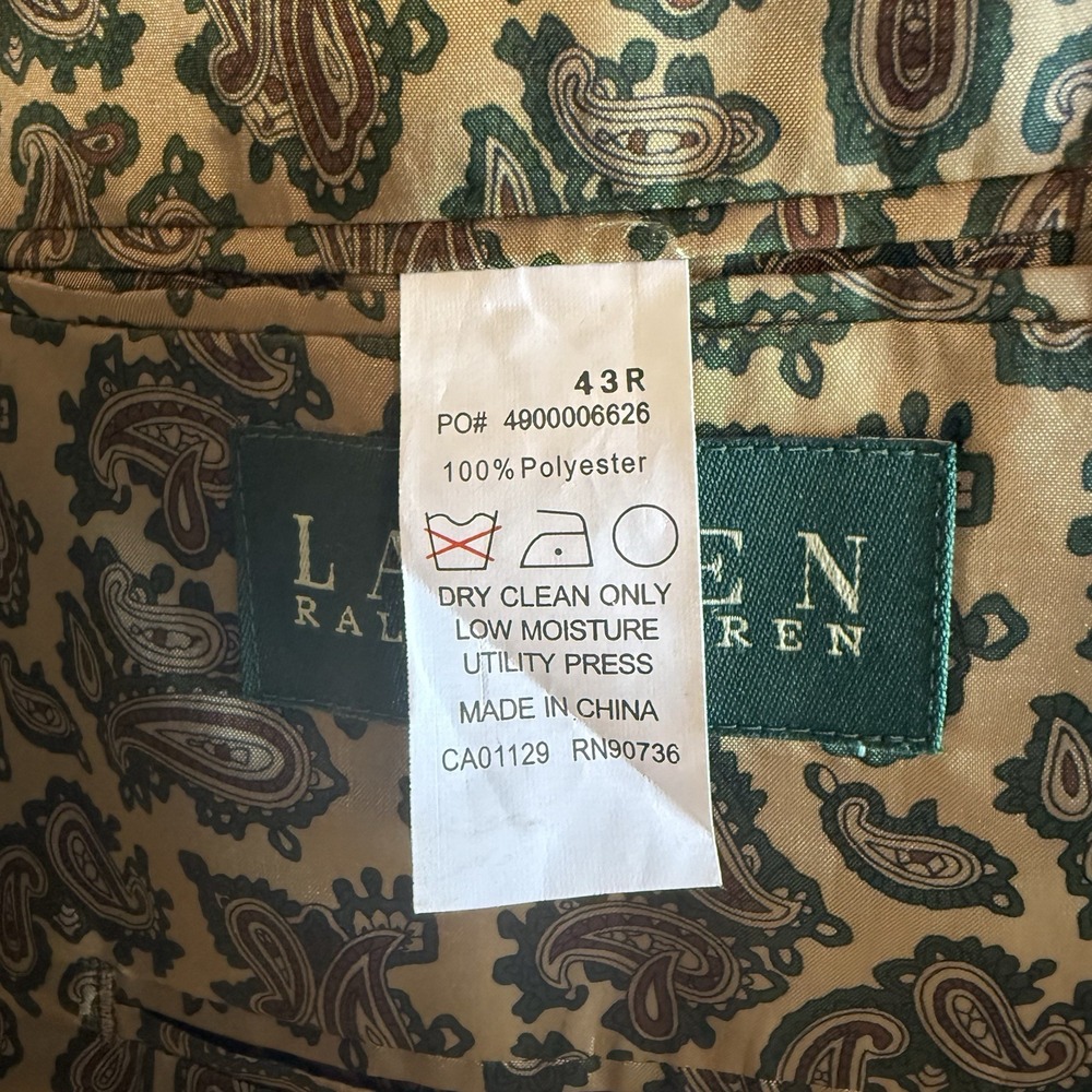 Lauren Ralph Lauren Blazer Men's‎ 43R Brown Suede Look Paisley Lining Sport Coat - Picture 6 of 10